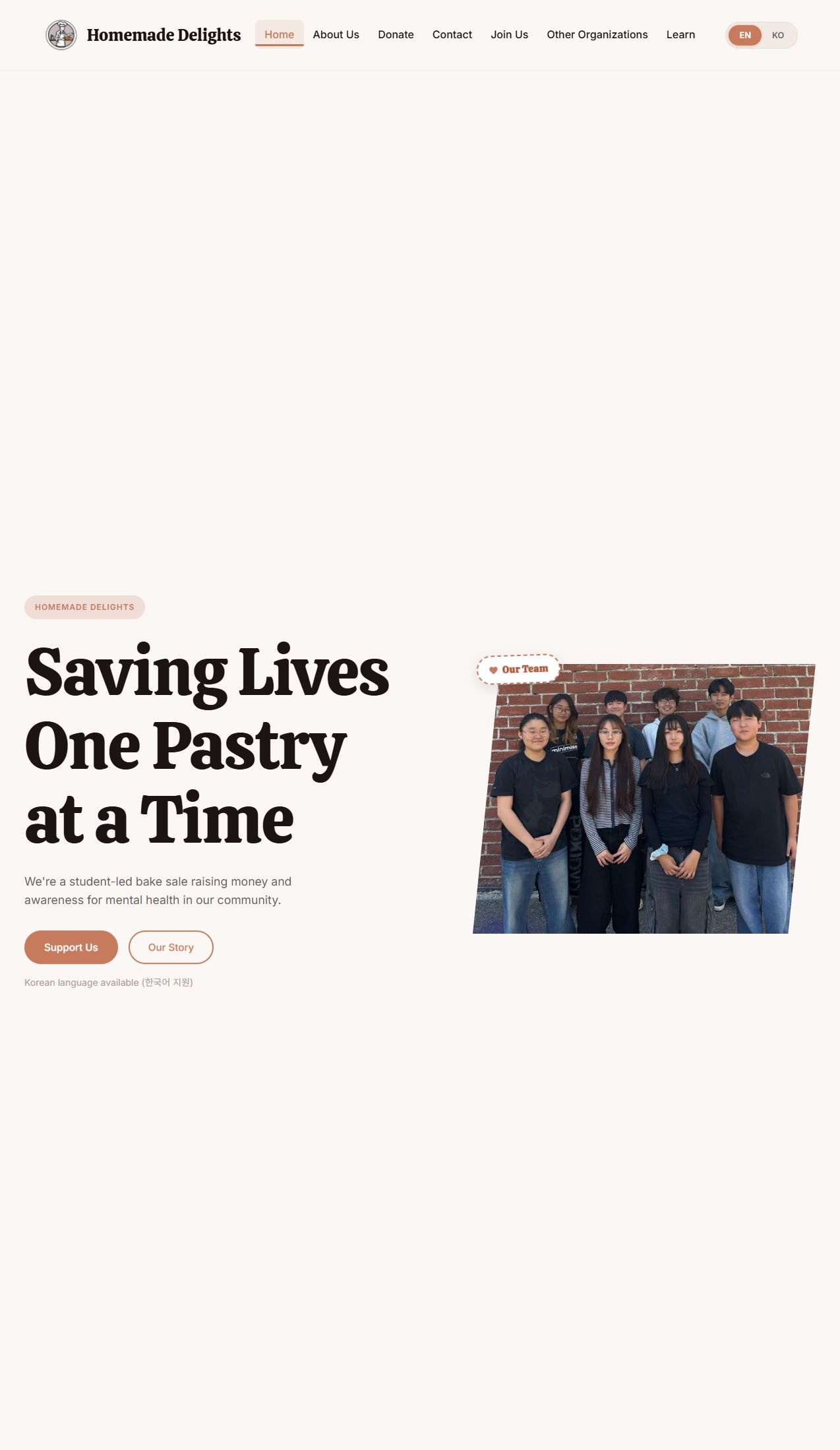 Homemade Delights website homepage preview