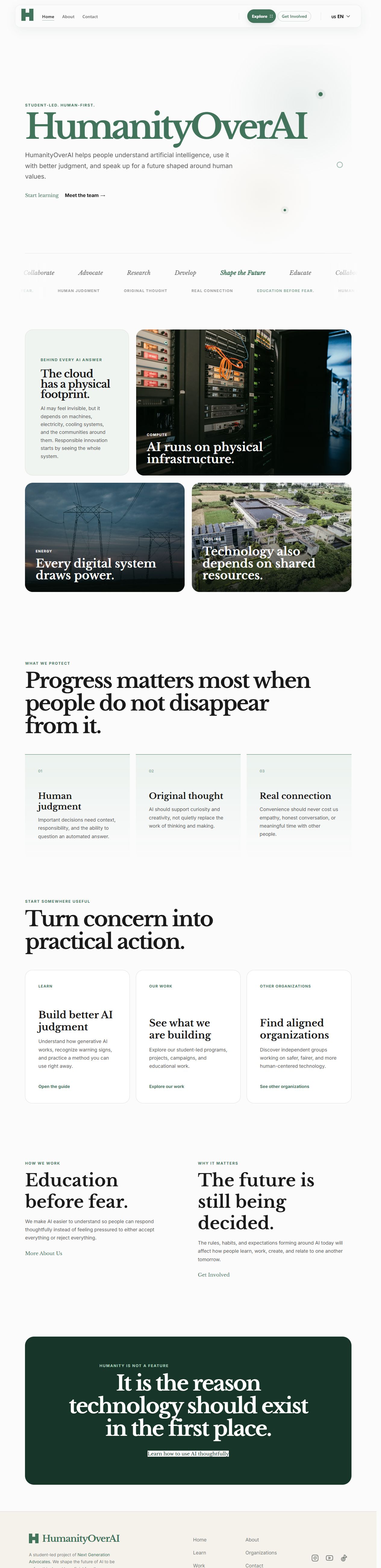 Humanity Over AI website homepage preview