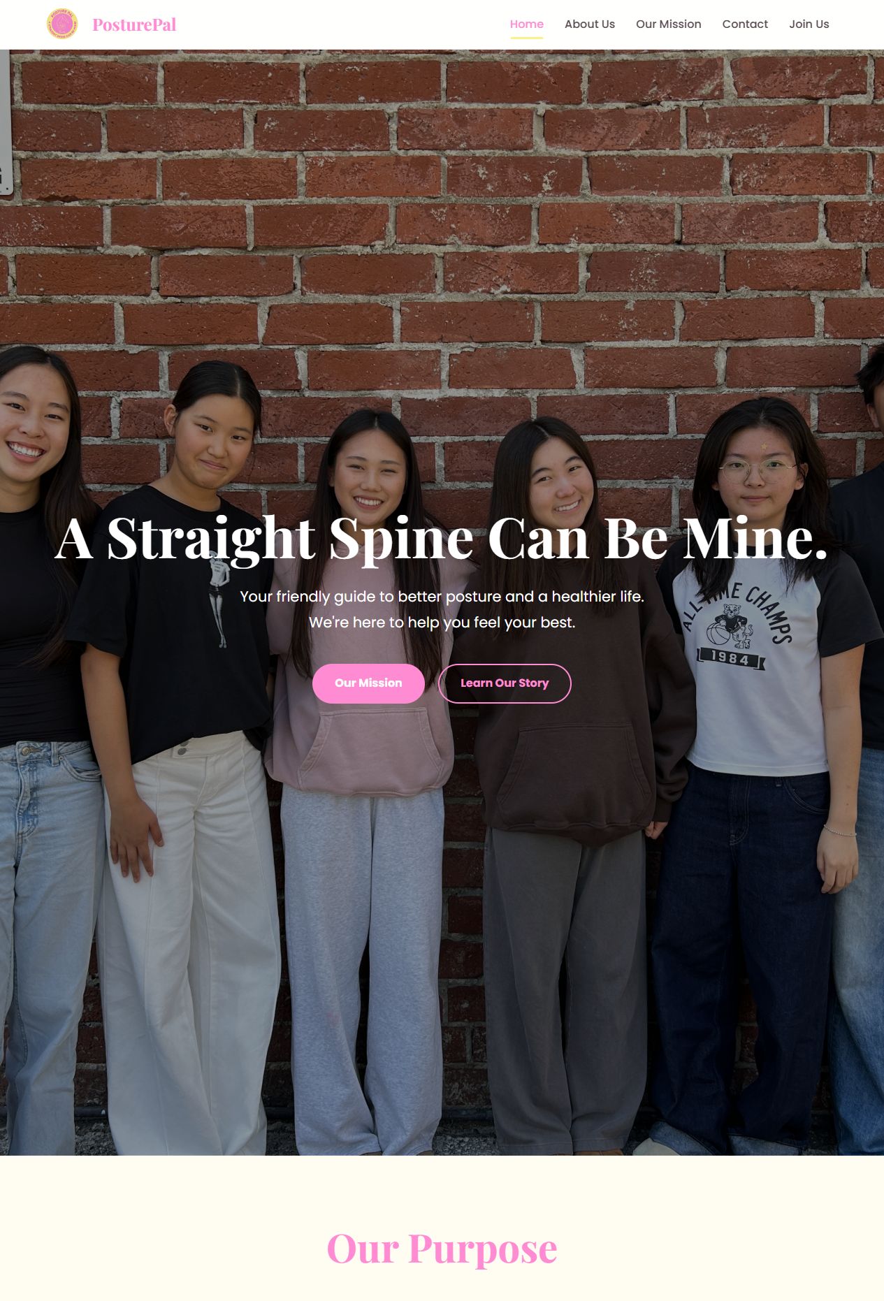 Posture Pal website homepage preview