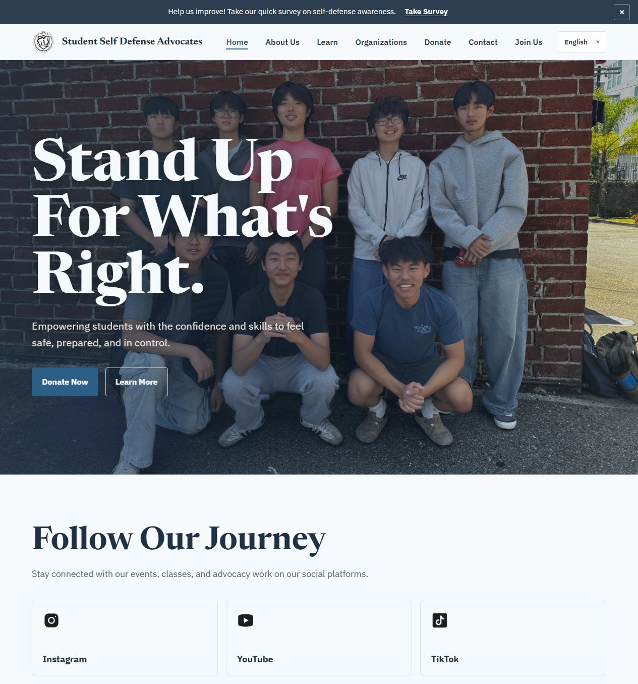 Student Self-Defense Advocates website homepage preview